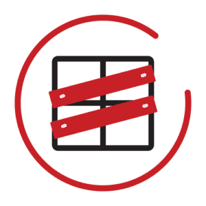 Boarded window icon representing burglary repairs and boarding up