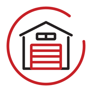 Warehouse and garage door icon representing commercial and garage lock services